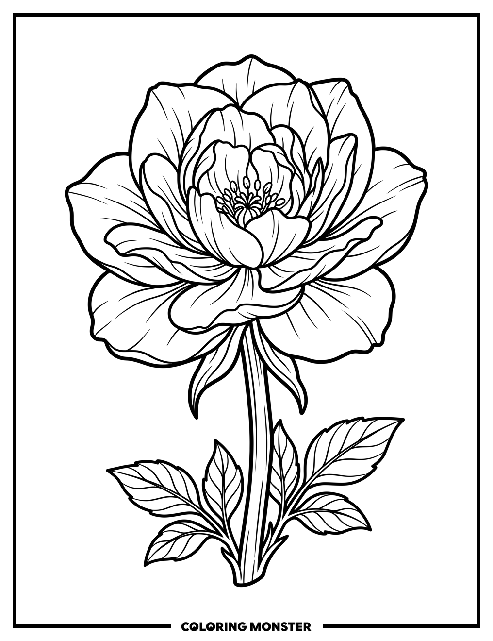 Detailed Violet in Full Bloom Coloring Page