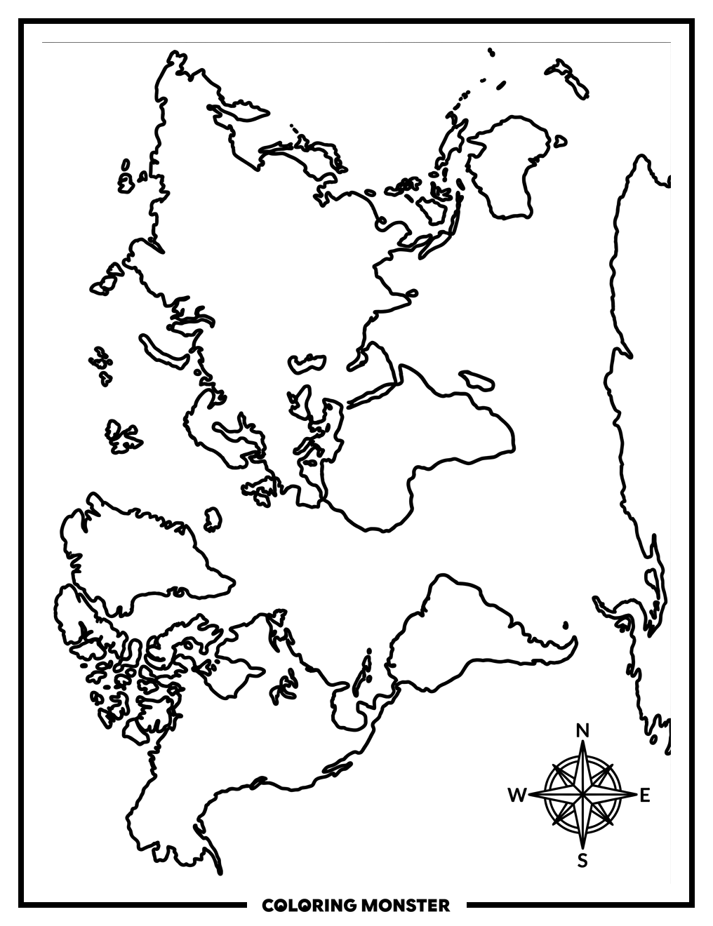 Detailed World Map Coloring Page