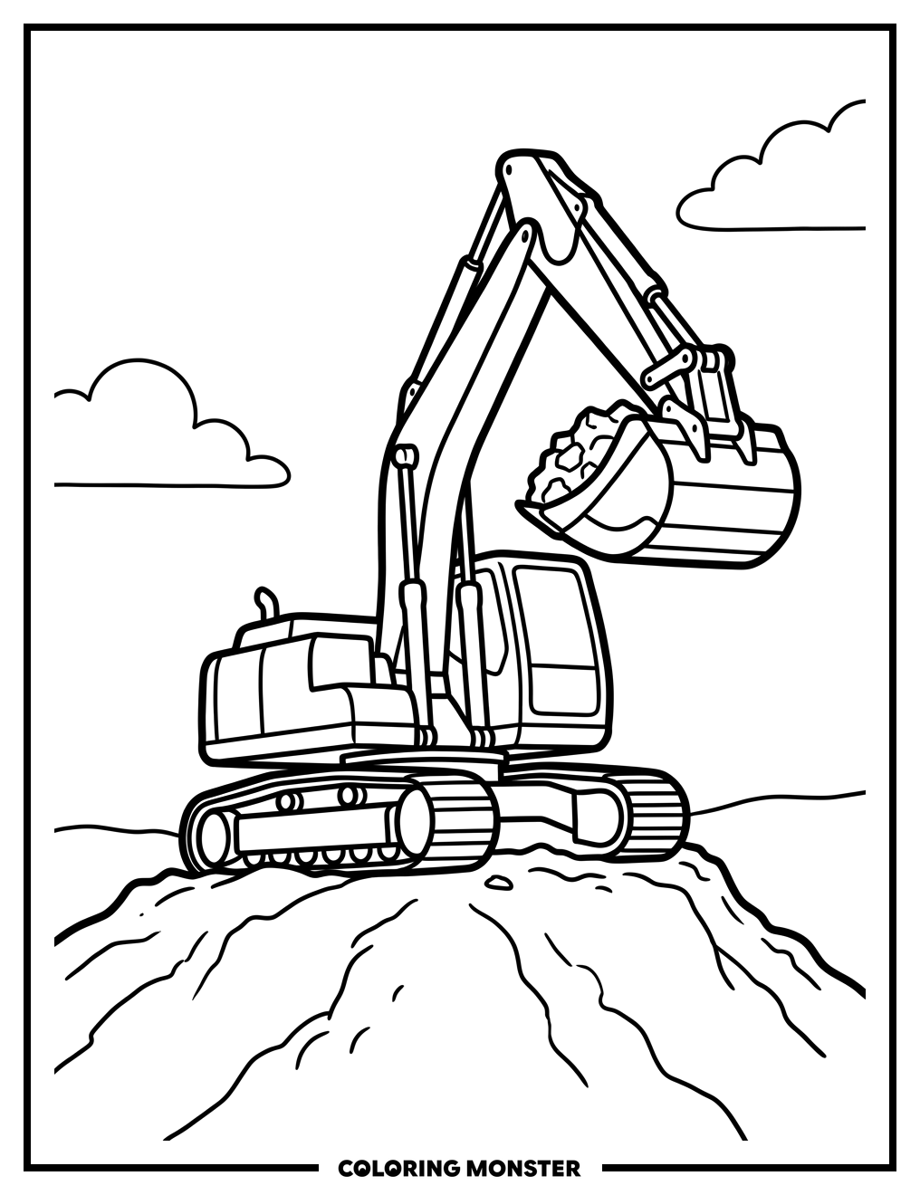 Digger Carrying Dirt Coloring Page