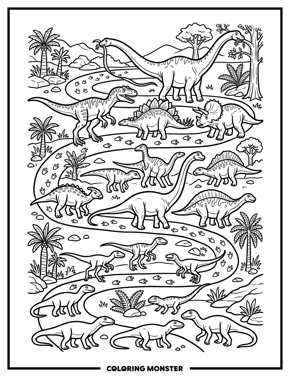 Dinosaur Evolution Timeline Coloring Page
