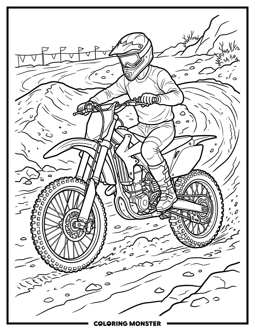Dirt Bike on Track Coloring Page