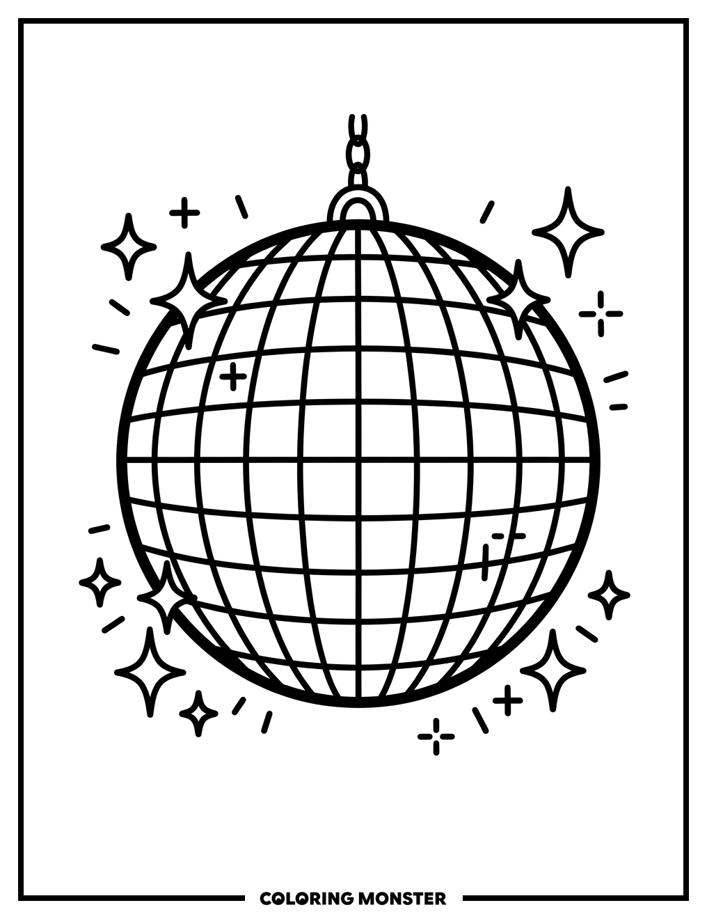 Disco Ball with Sparkles Coloring Page