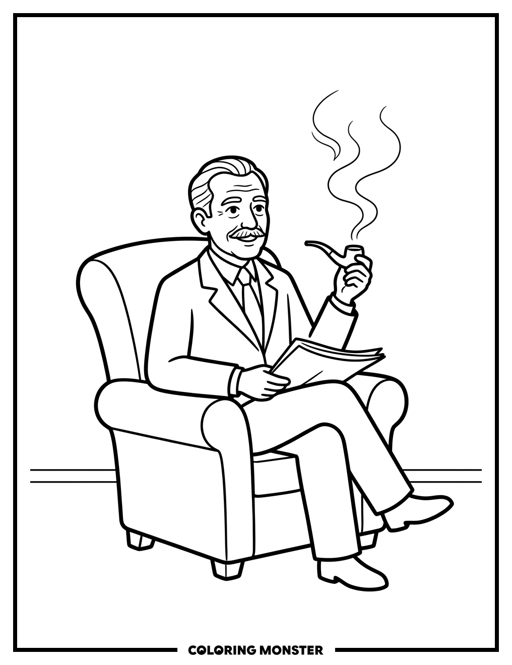 Distinguished Gentleman Relaxing Coloring Page