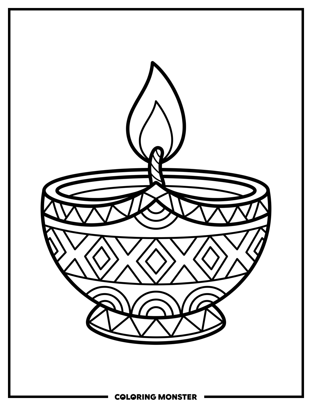 Diwali Diya Lamp Coloring Page