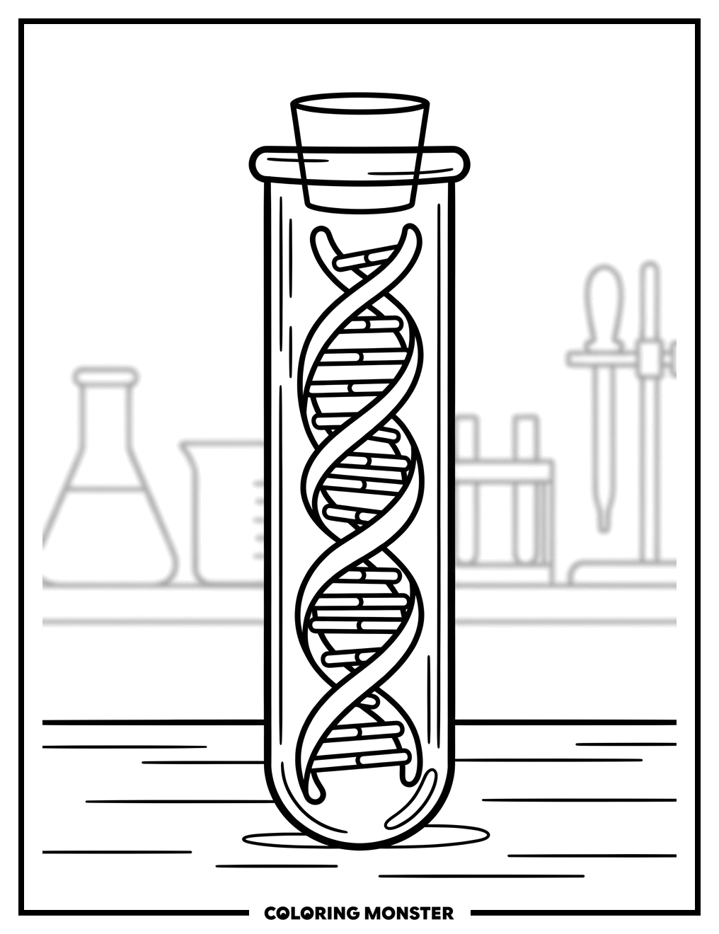 DNA Strand in Test Tube Coloring Page