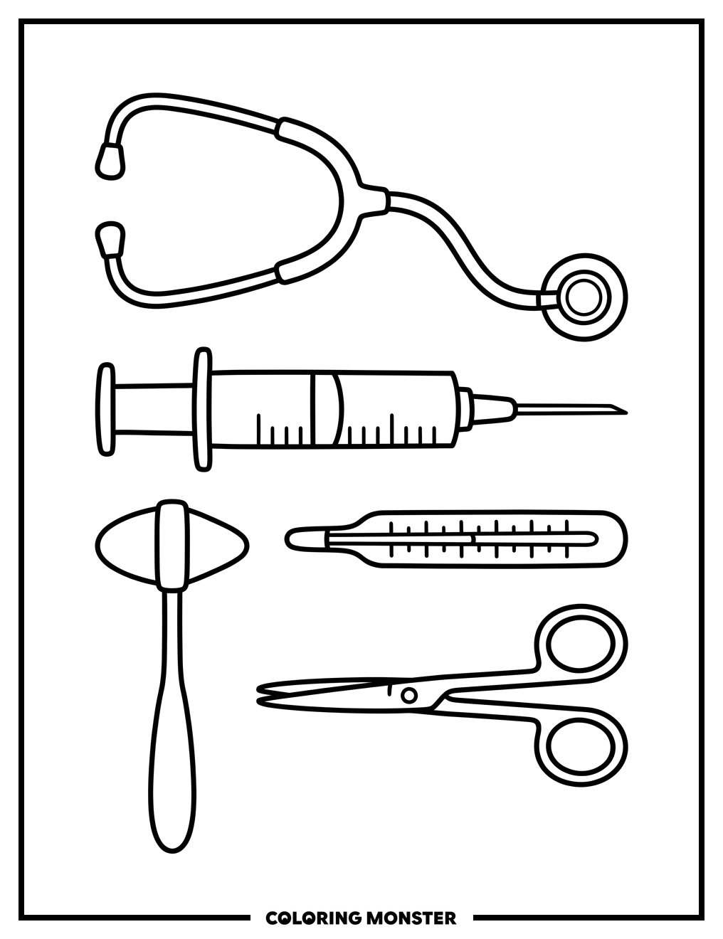 Doctor's Medical Tools Coloring Page