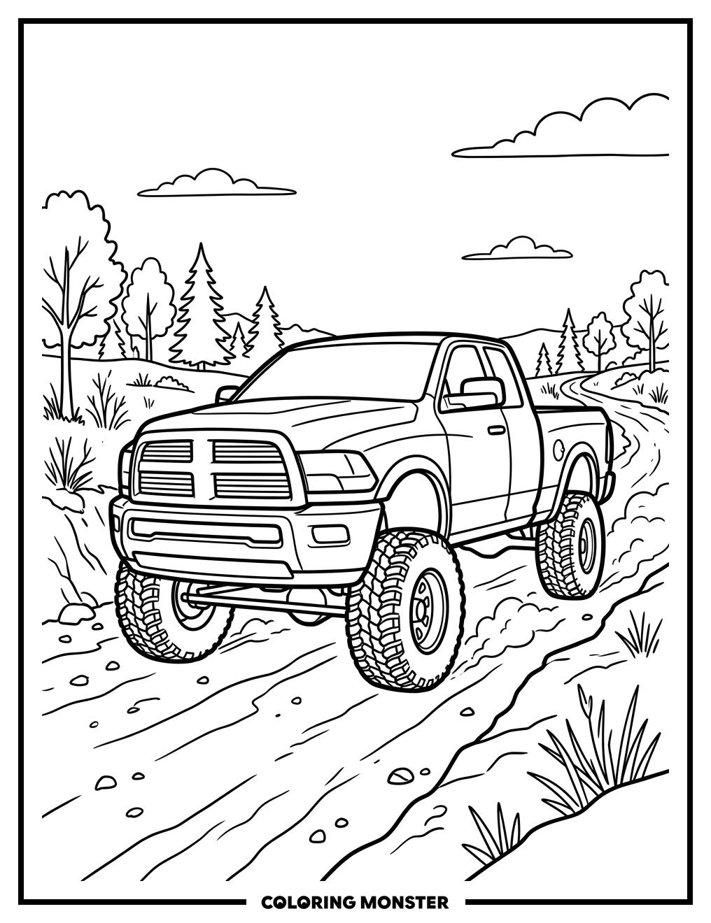 Dodge Ram Pickup Truck Coloring Page