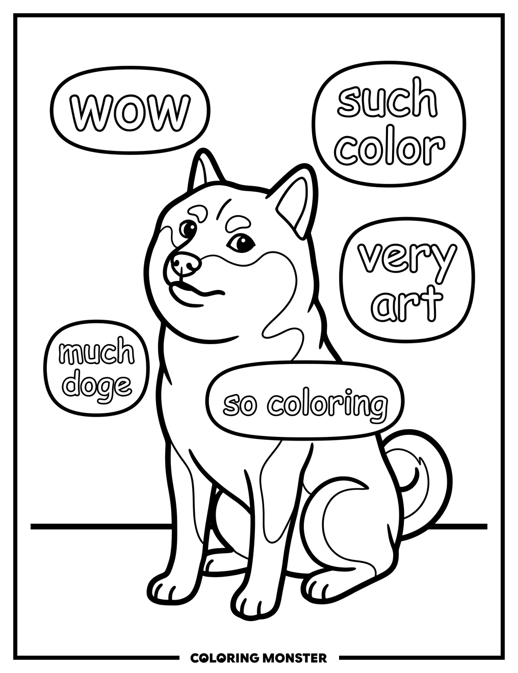 Doge Meme Shiba Inu Coloring Page