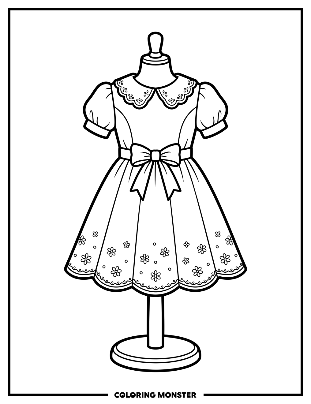 Doll Dress on Mannequin Coloring Page