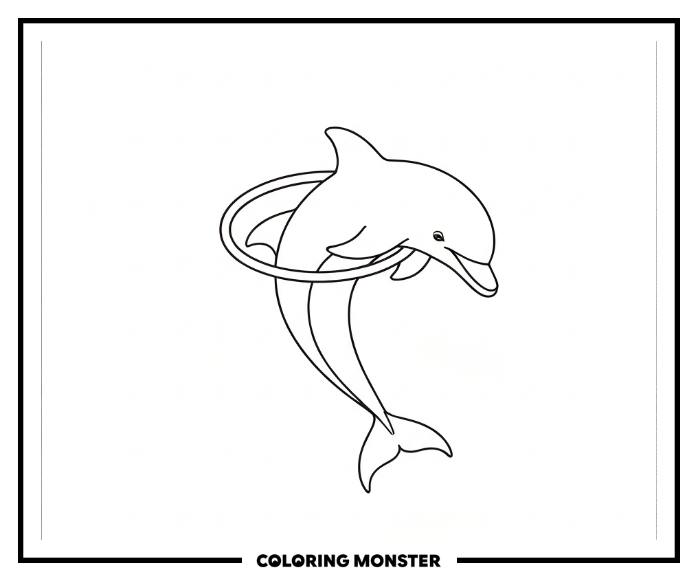 Dolphin Jumping Through A Hoop Coloring Page