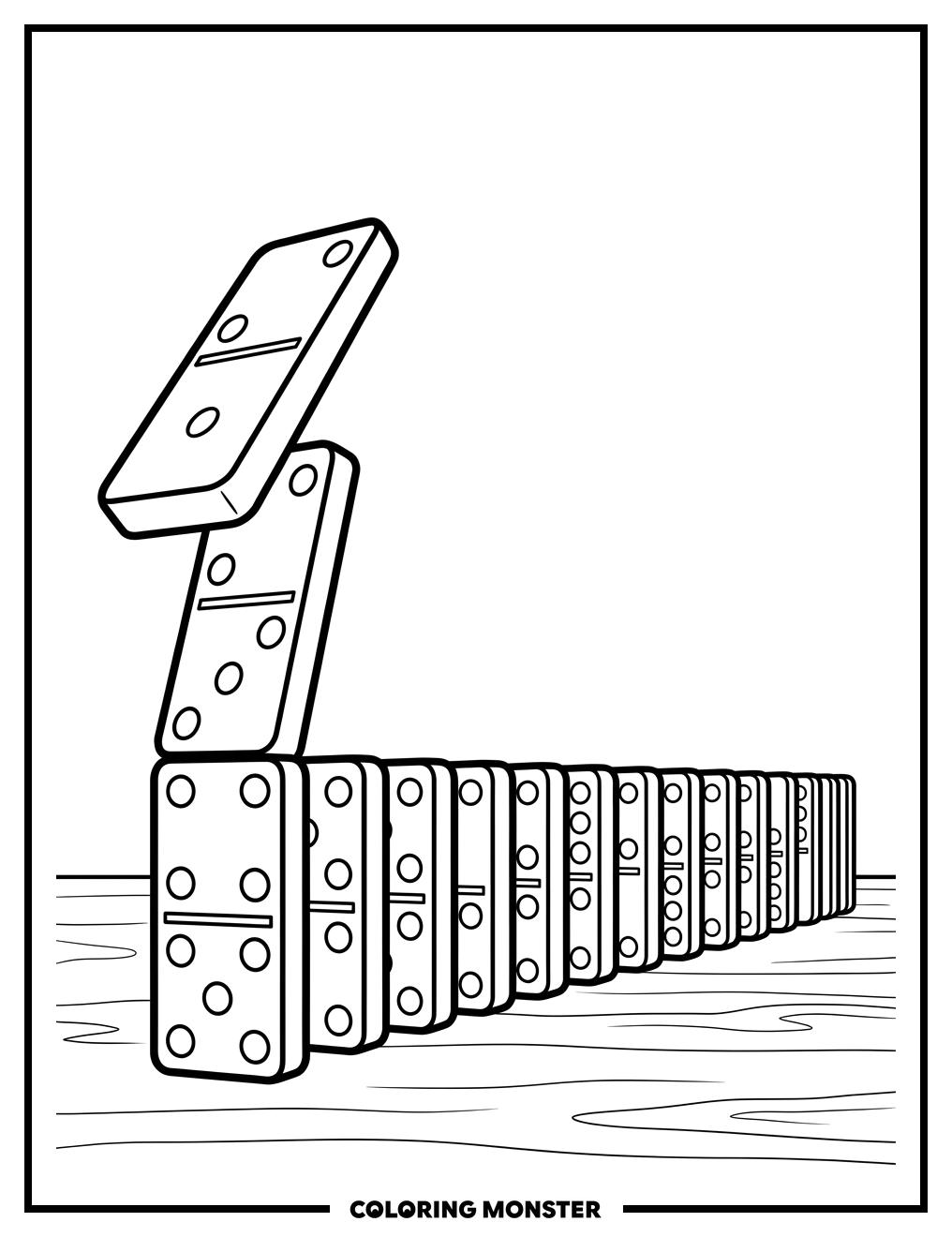 Domino Chain Reaction Coloring Page