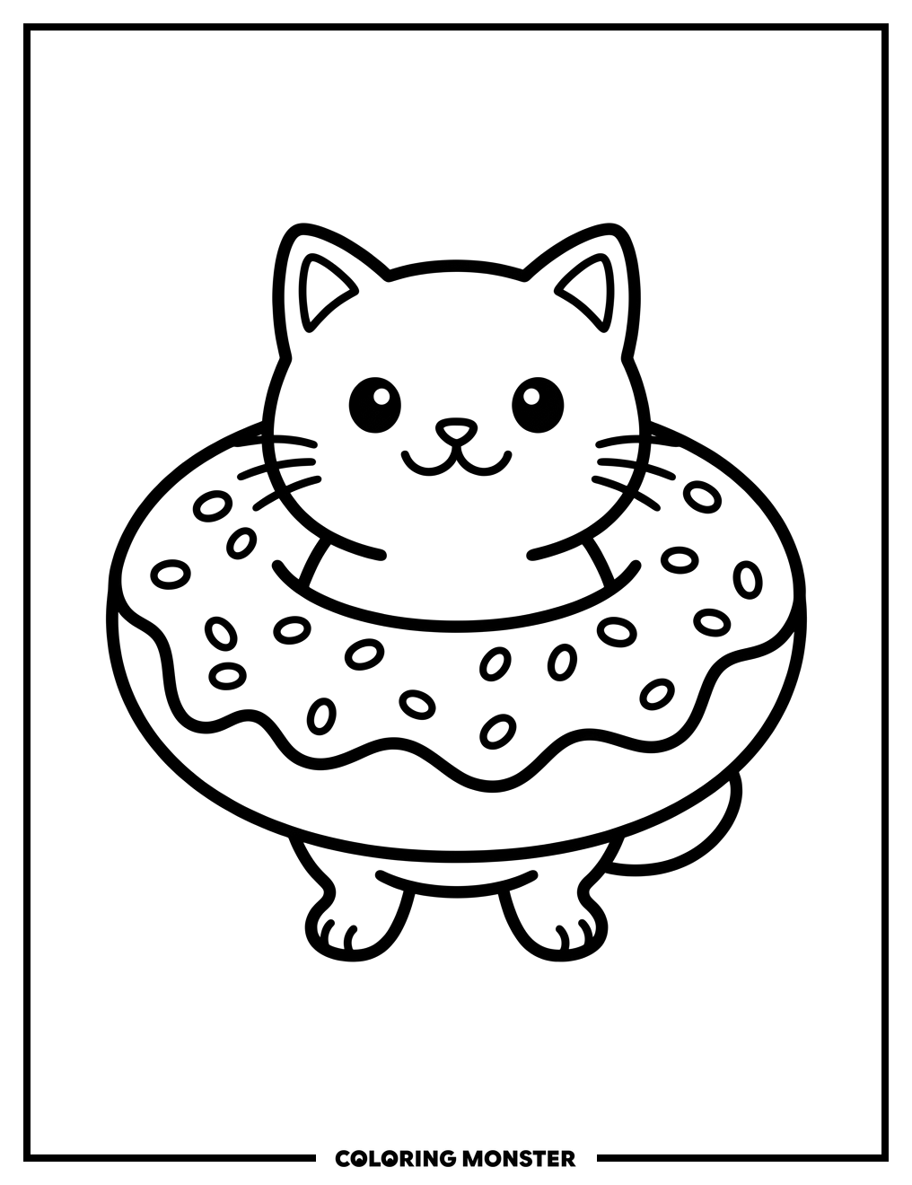 Donut Cat Costume Coloring Page
