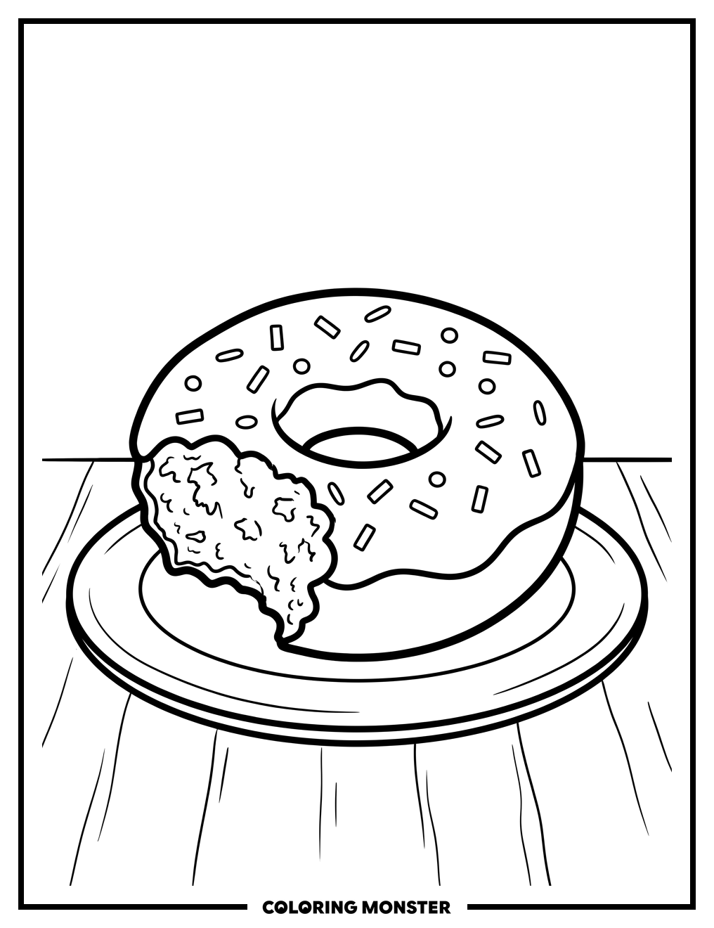 Donut with a Bite Coloring Page