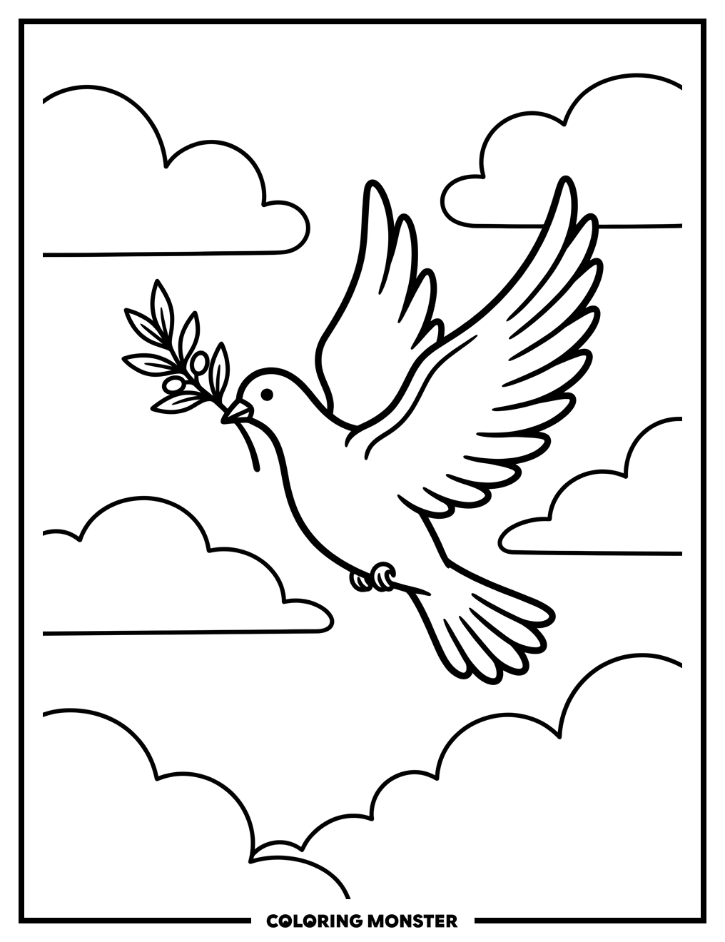 Dove Carrying Olive Branch Coloring Page