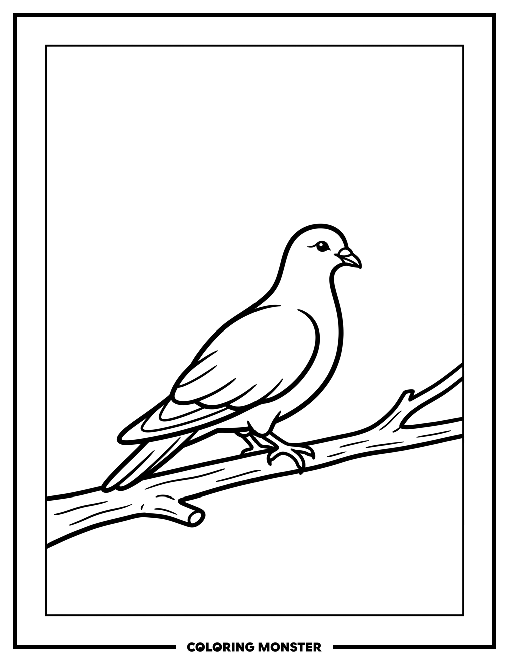 Dove on a Bare Branch Coloring Page
