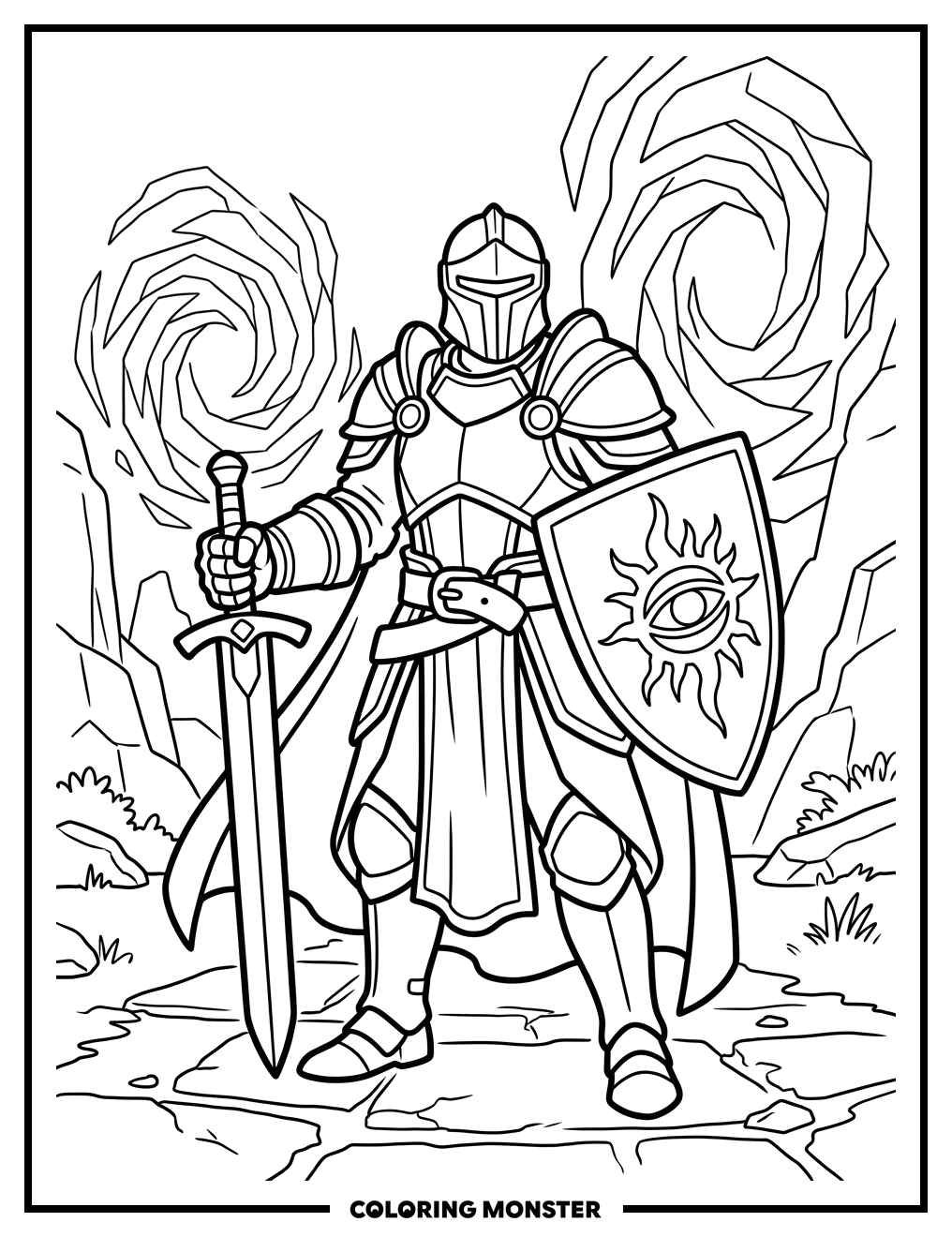 Dragon Age Inquisitor With Sword Coloring Page