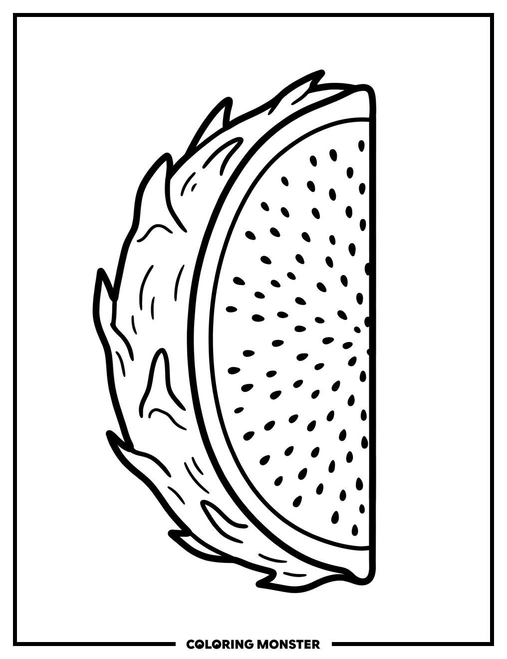 Dragon Fruit Slice Coloring Page