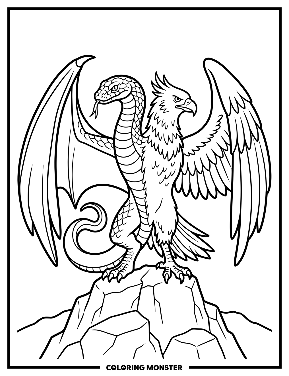 Dragon with Two Heads Coloring Page