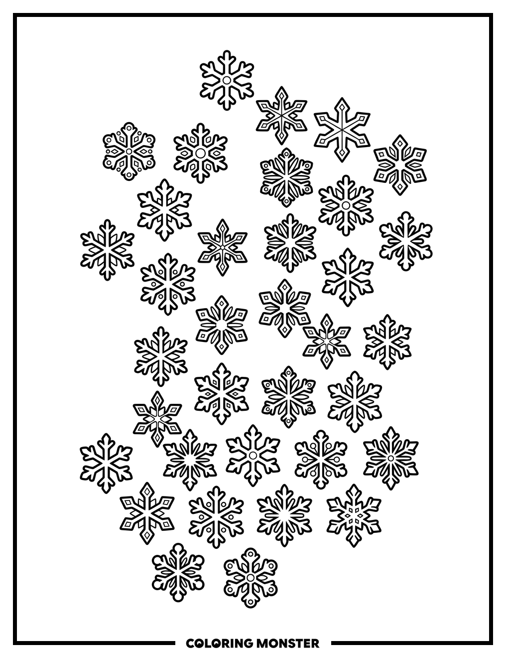 Drifting Snowflakes In Winter Sky Coloring Page