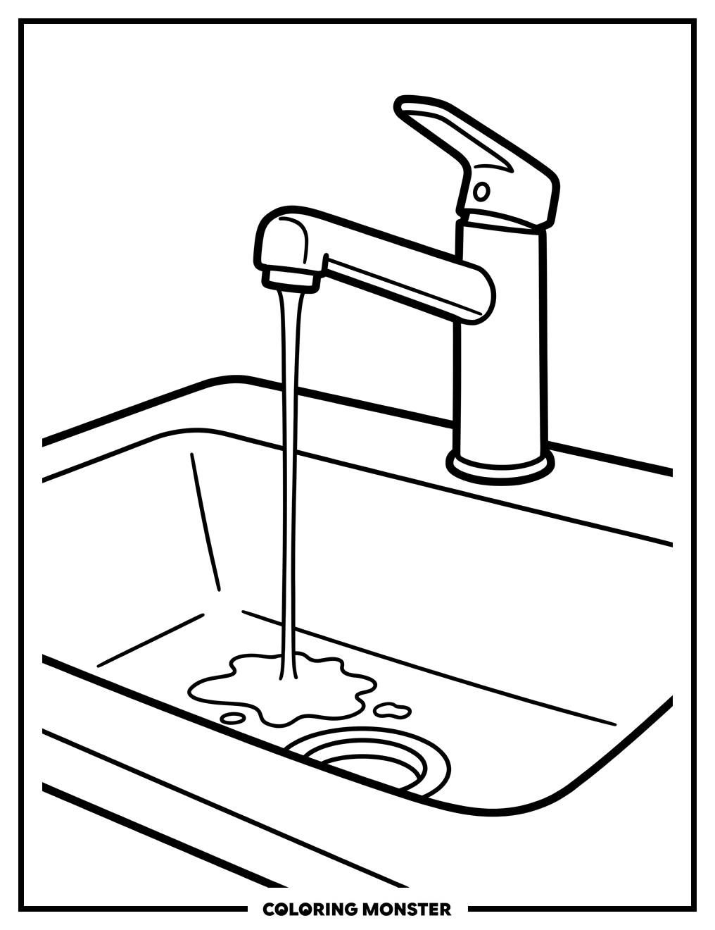Dripping Kitchen Faucet Coloring Page