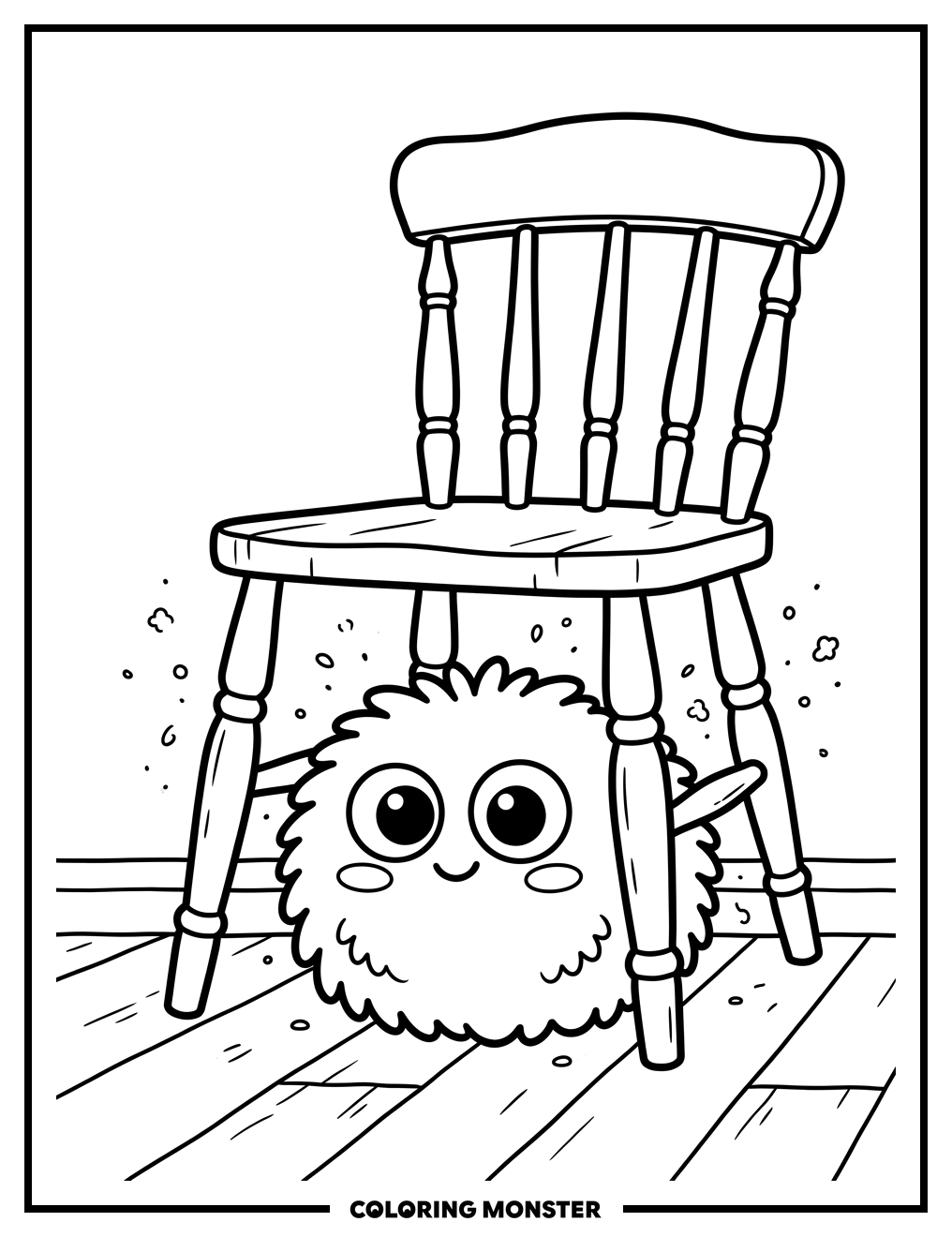Dust Bunny Under Chair Coloring Page