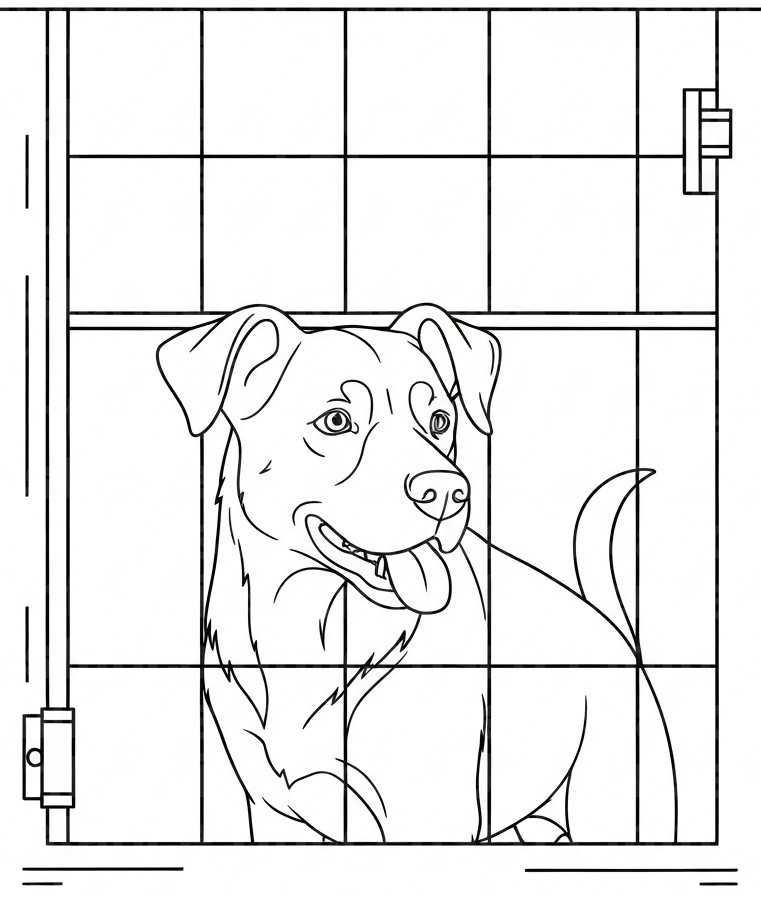 Dog Escaping Prison Yard