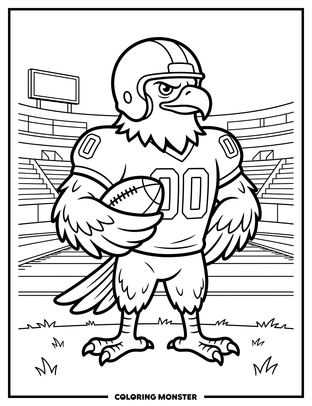 Eagle Football Mascot Coloring Page