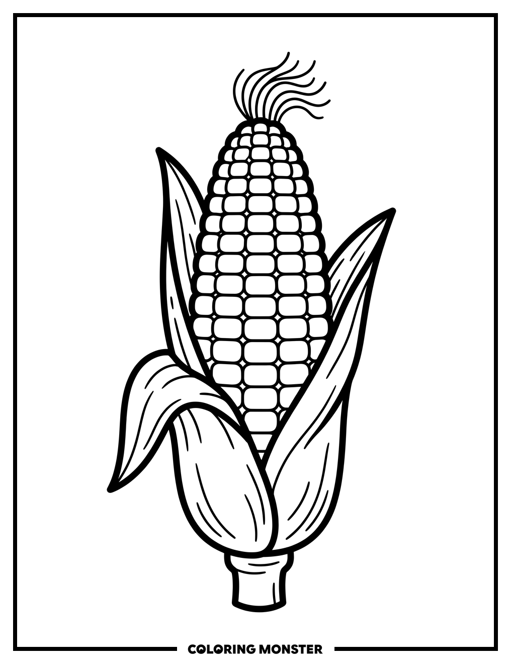 Ear of Corn with Husk Coloring Page