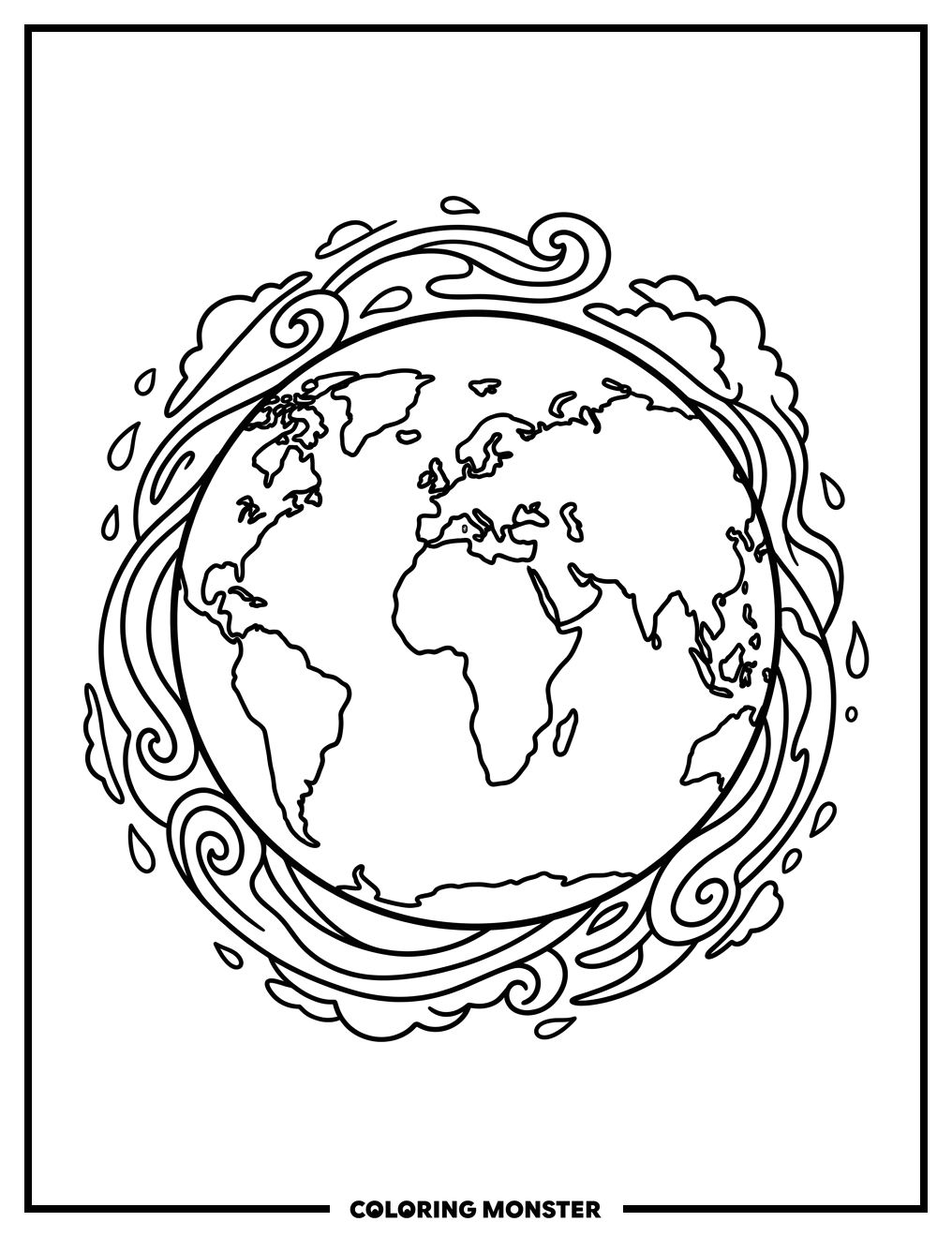 Earth From Space Coloring Page