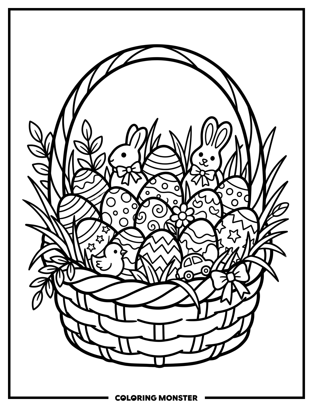 Easter Basket Filled With Treats Coloring Page