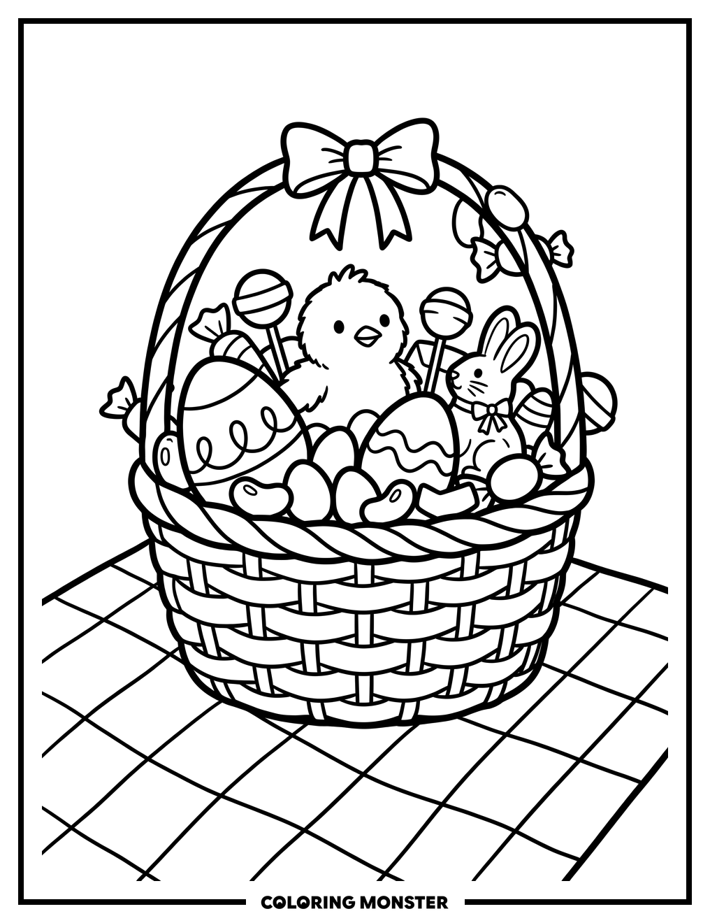 Easter Basket Overflowing With Treats Coloring Page