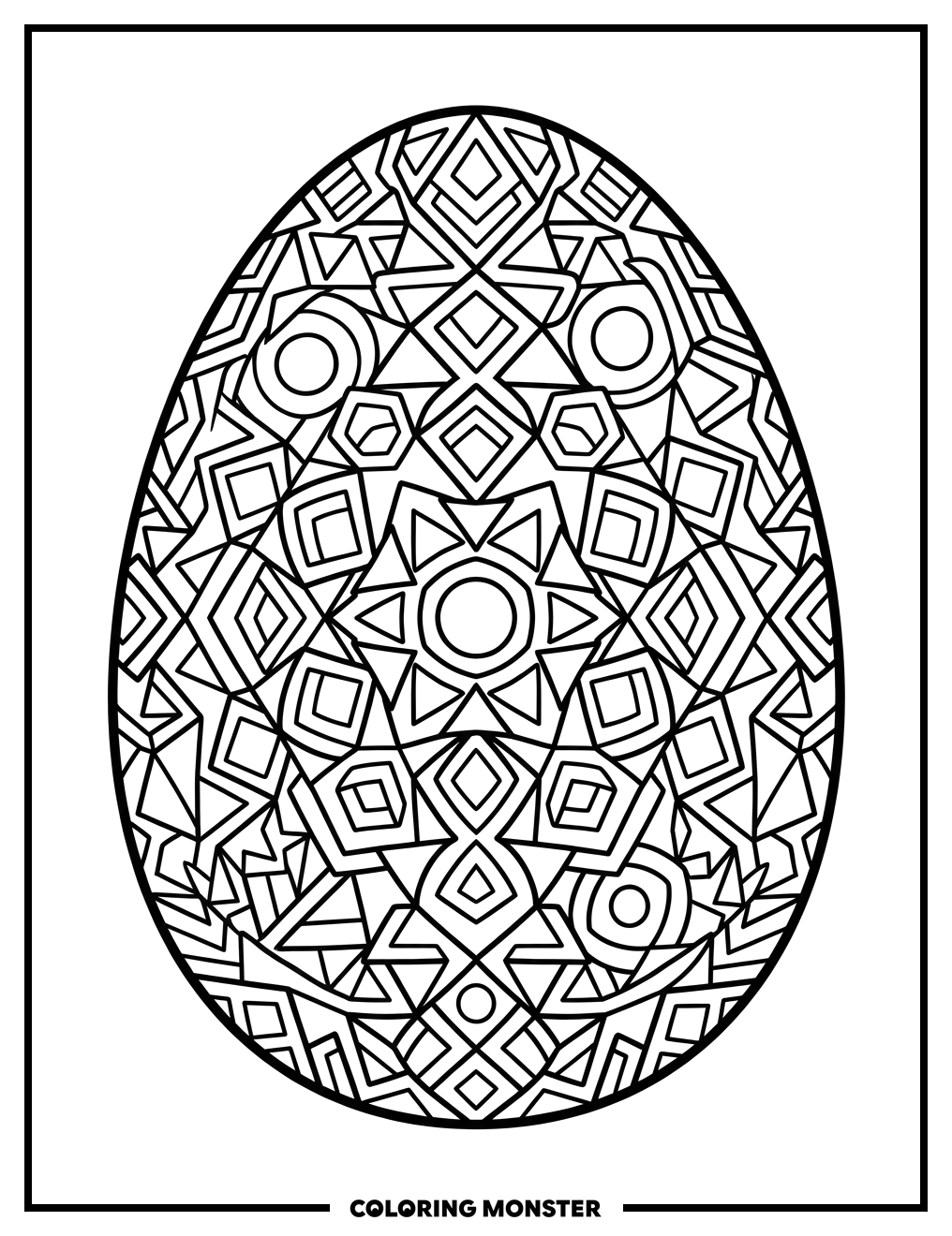 Easter Egg With Geometric Patterns Coloring Page