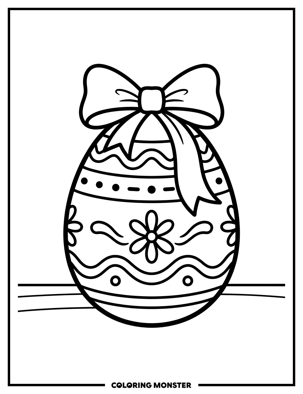 Easter Egg with Ribbon Bow Coloring Page