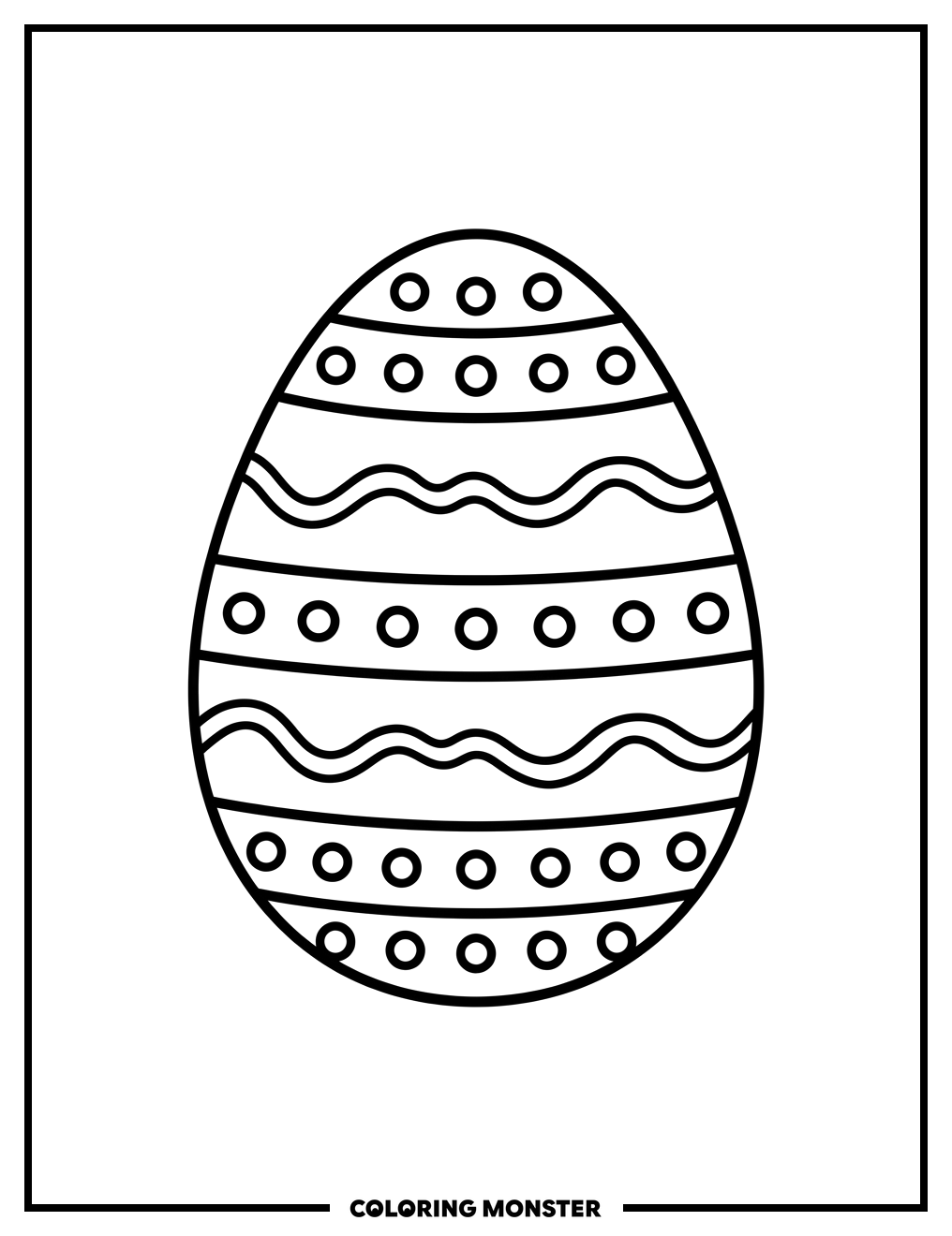 Easter Egg With Simple Pattern Coloring Page