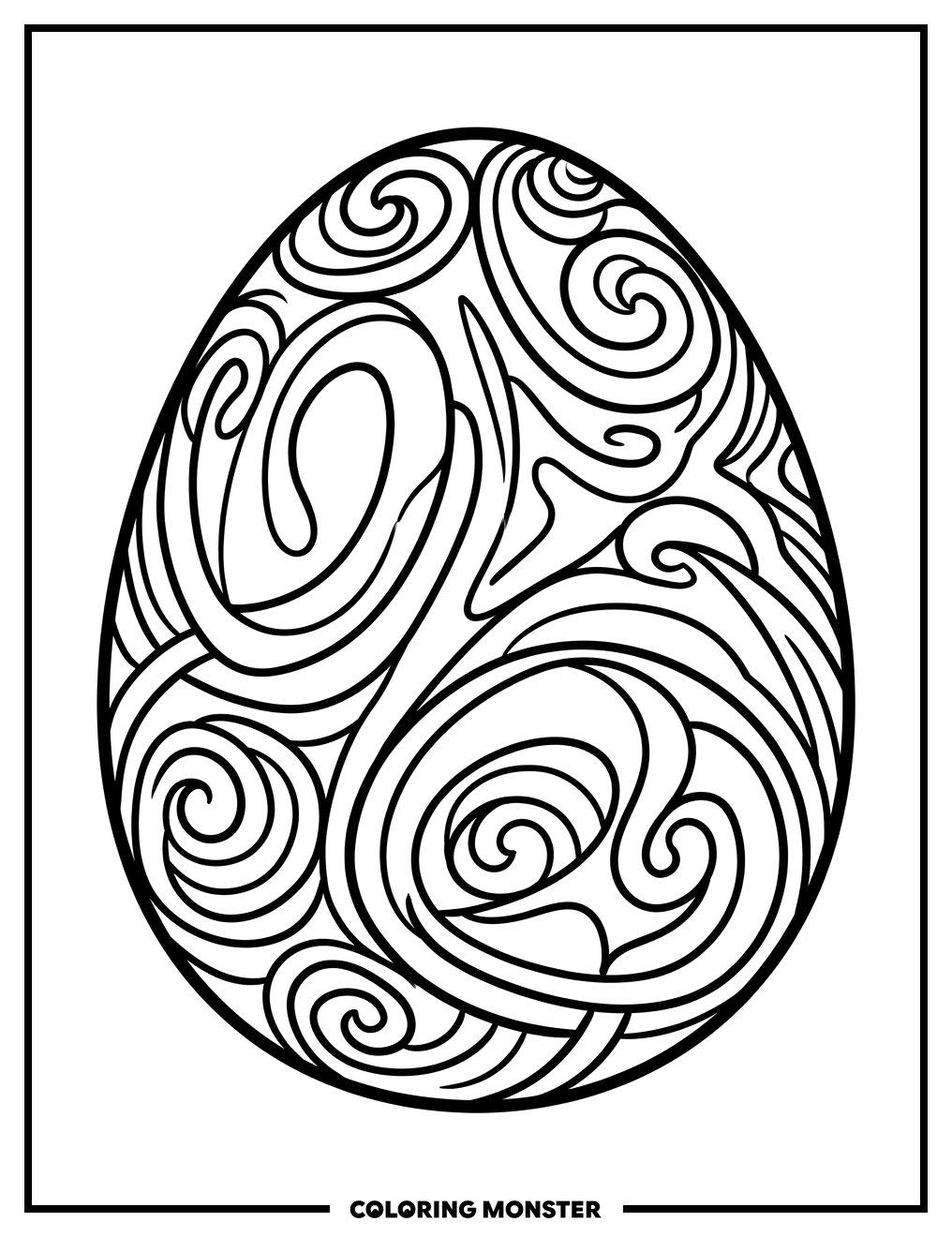 Easter Egg with Swirling Patterns Coloring Page