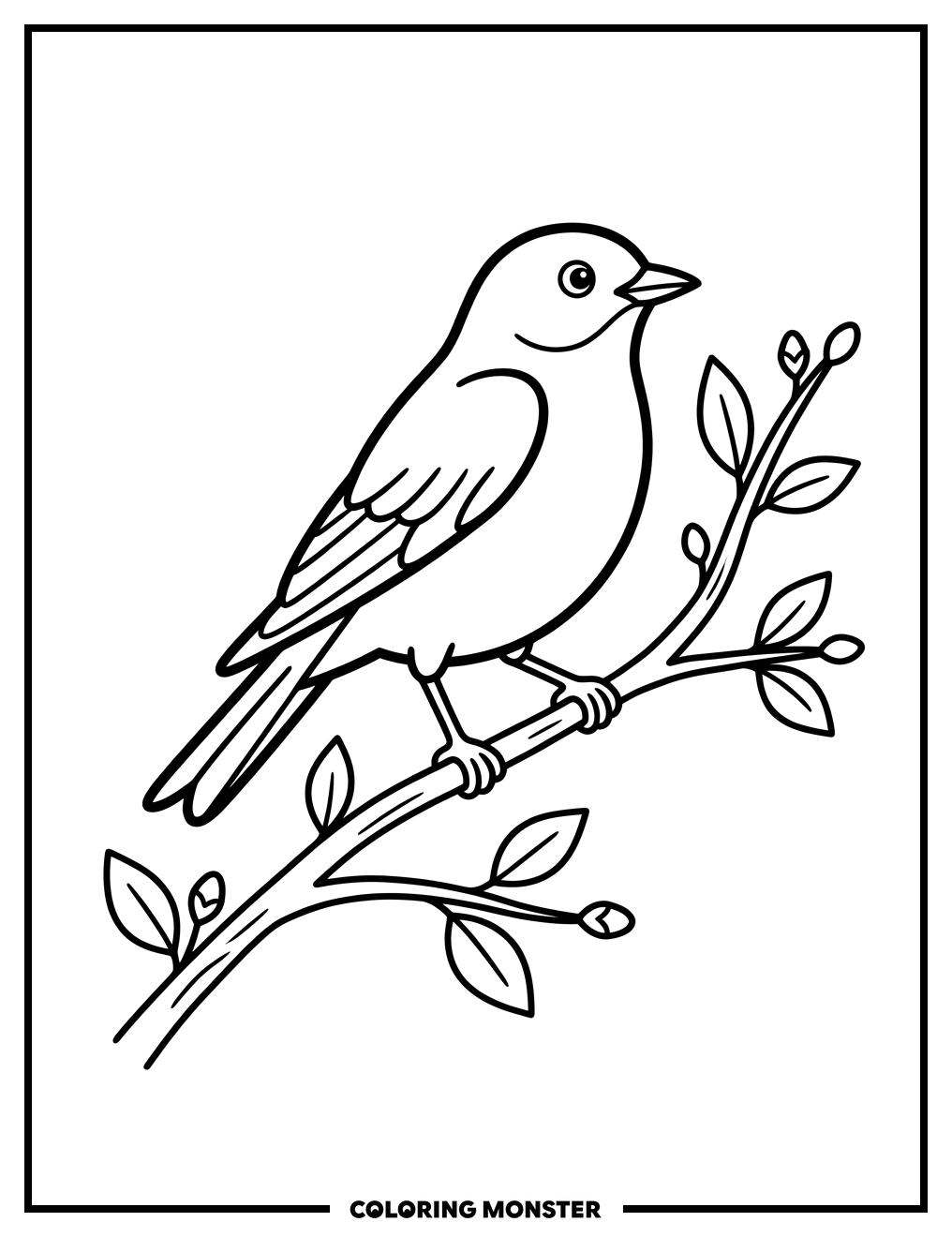 Eastern Bluebird on Branch Coloring Page