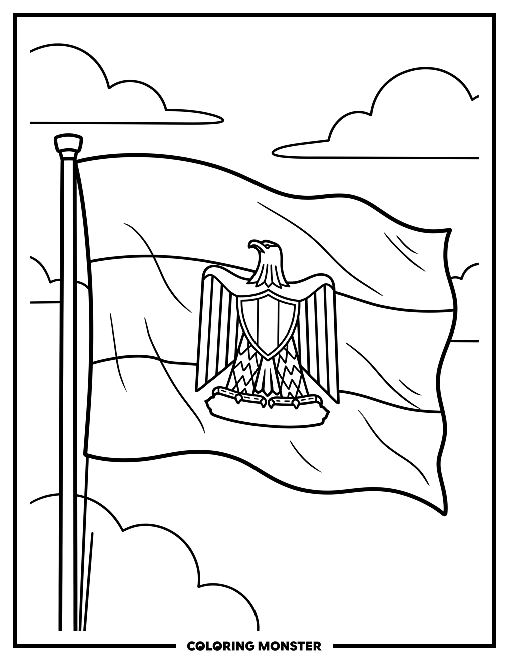 Egyptian Flag Waving Coloring Page