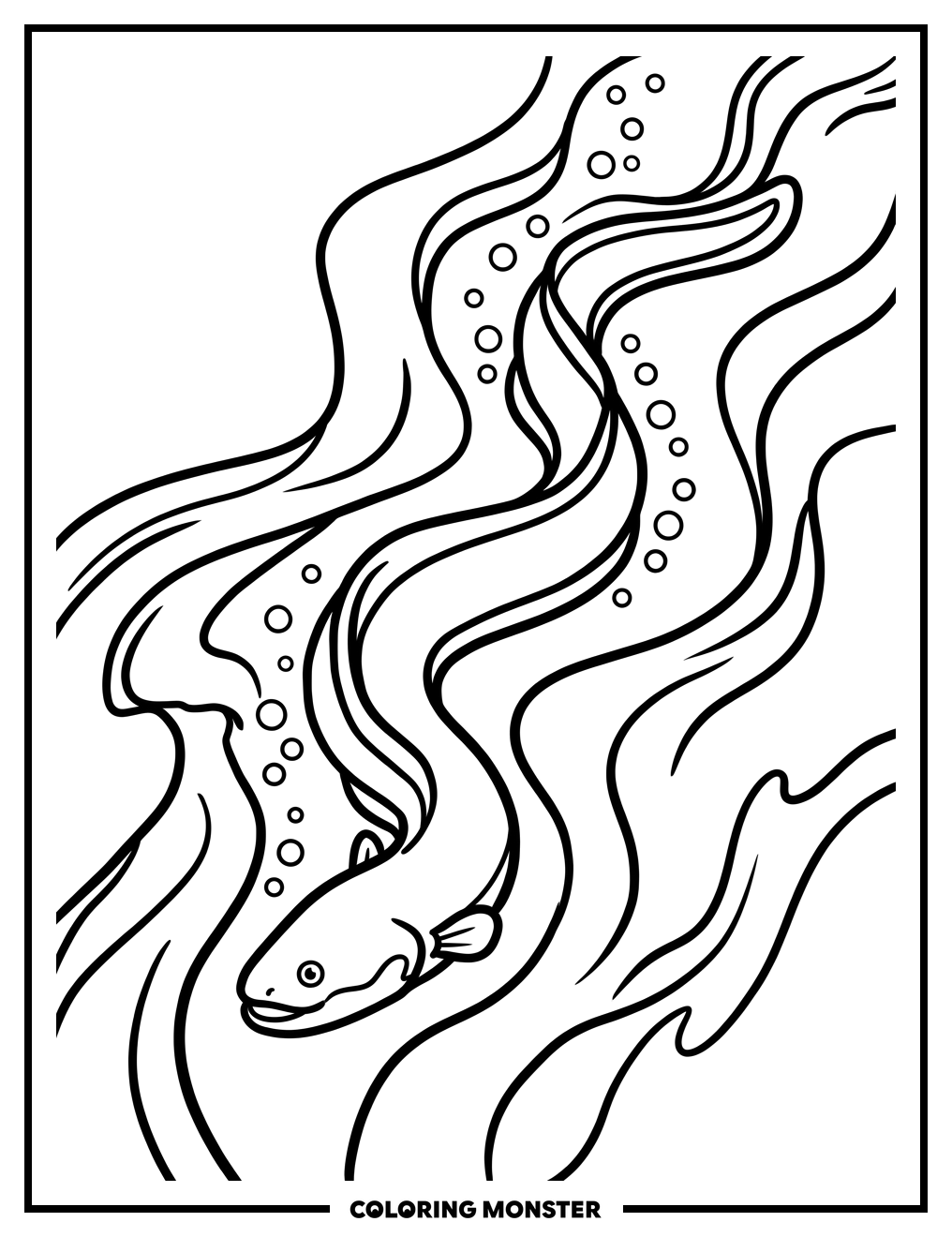 Electric Eel Swimming Coloring Page