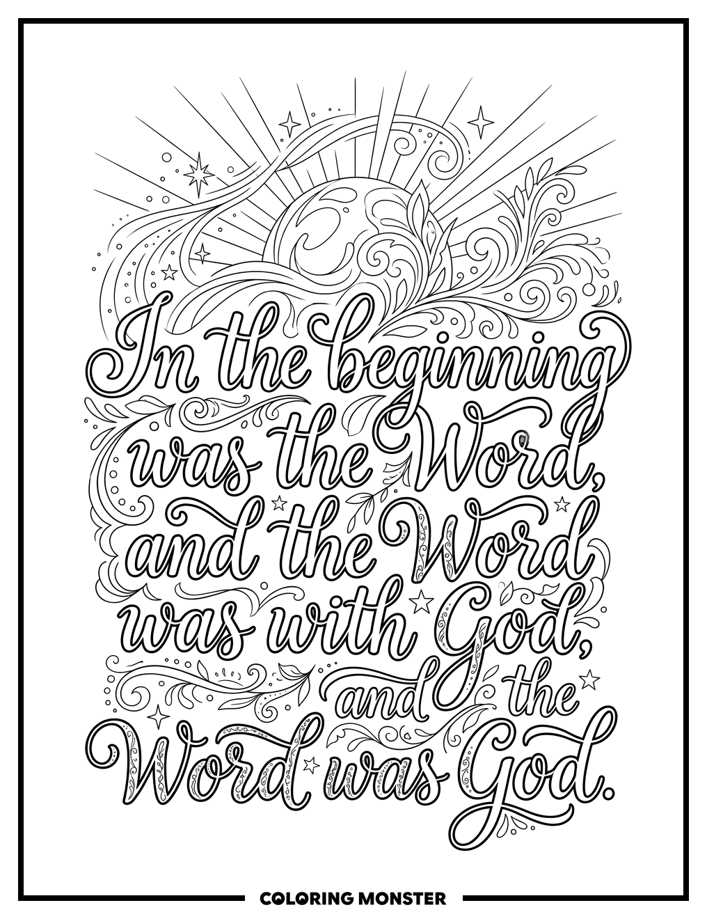 Elegant Calligraphy Of "The Word" Coloring Page