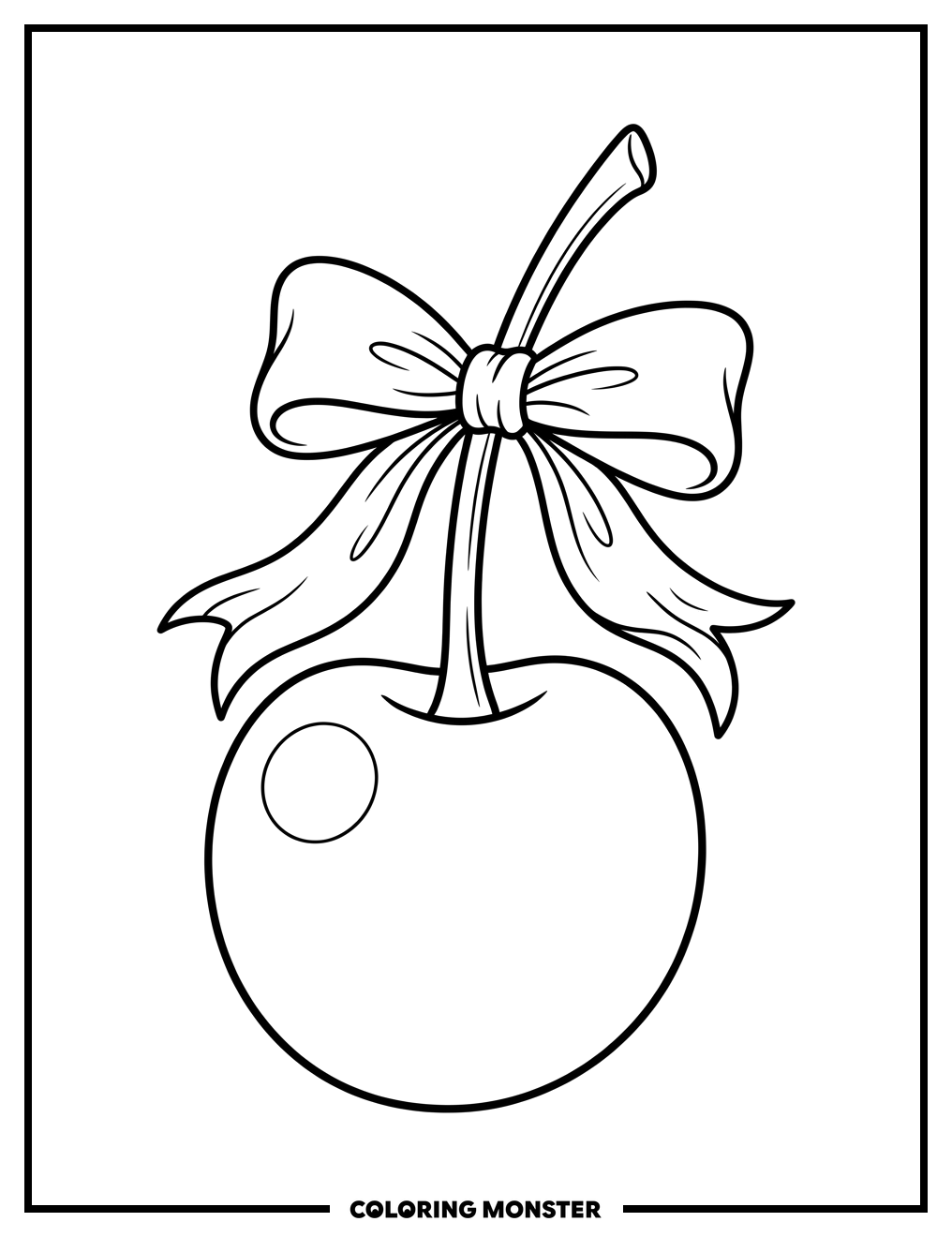 Elegant Cherry with Decorative Bow Coloring Page