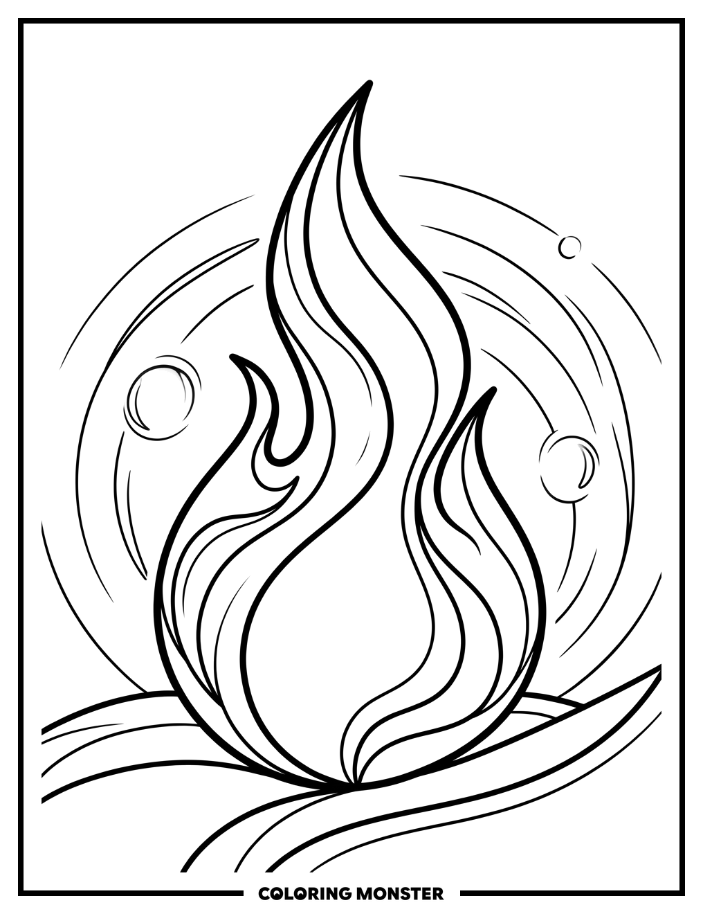 Elegant Flame Coloring Page