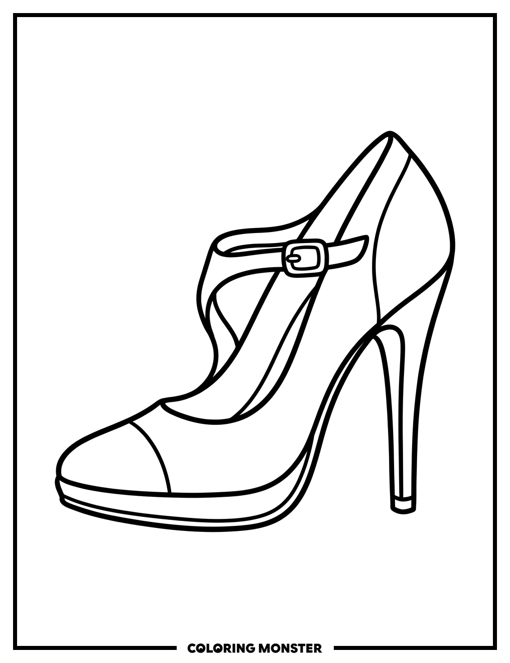 Elegant High-Heeled Shoe Coloring Page