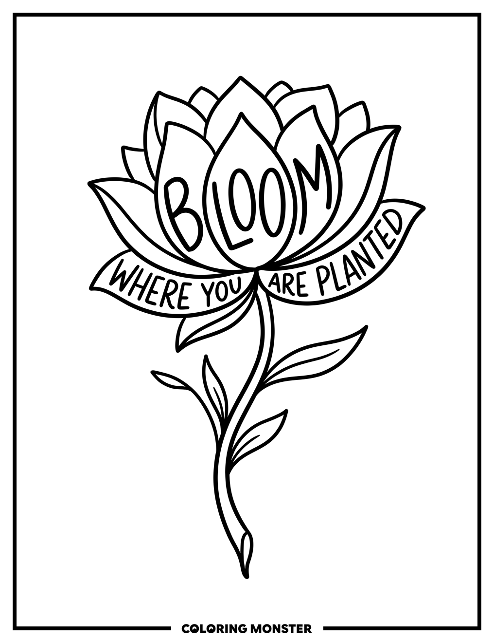 Elegant Lotus Flower Blooming Coloring Page