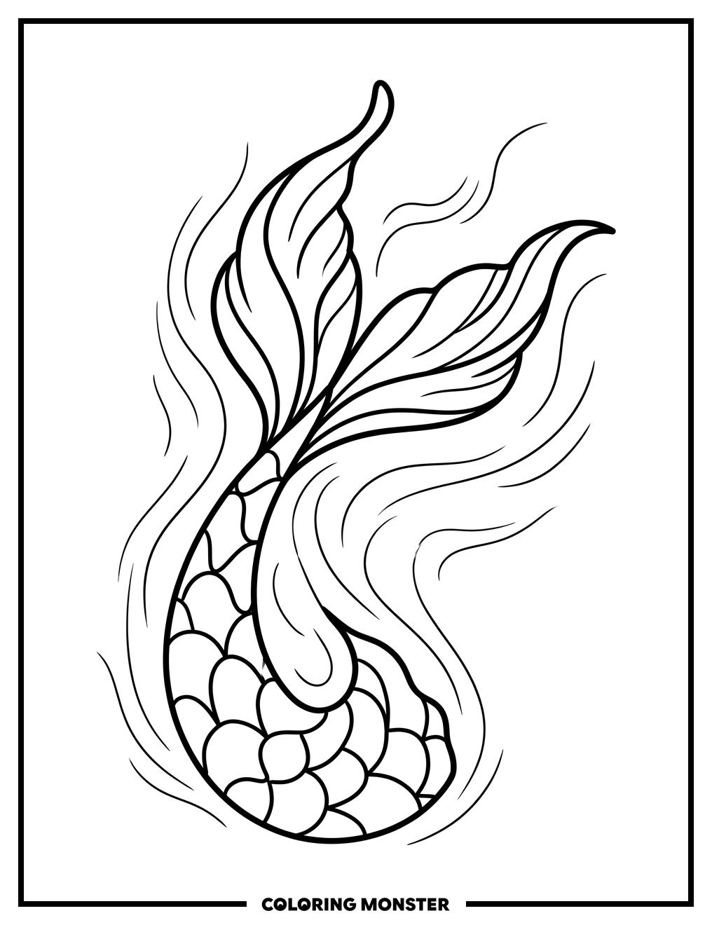 Elegant Mermaid Tail Coloring Page