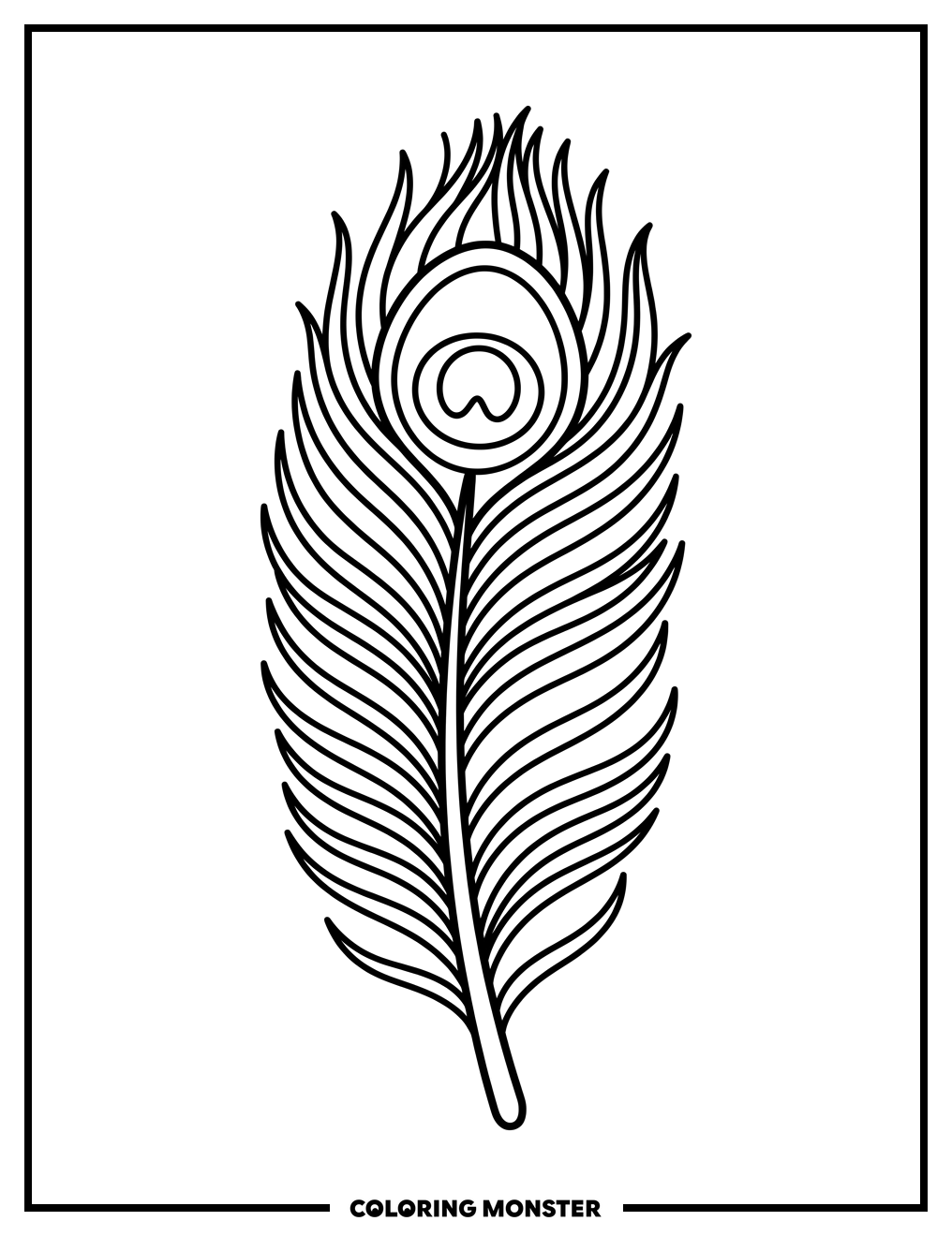 Elegant Peacock Feather Coloring Page
