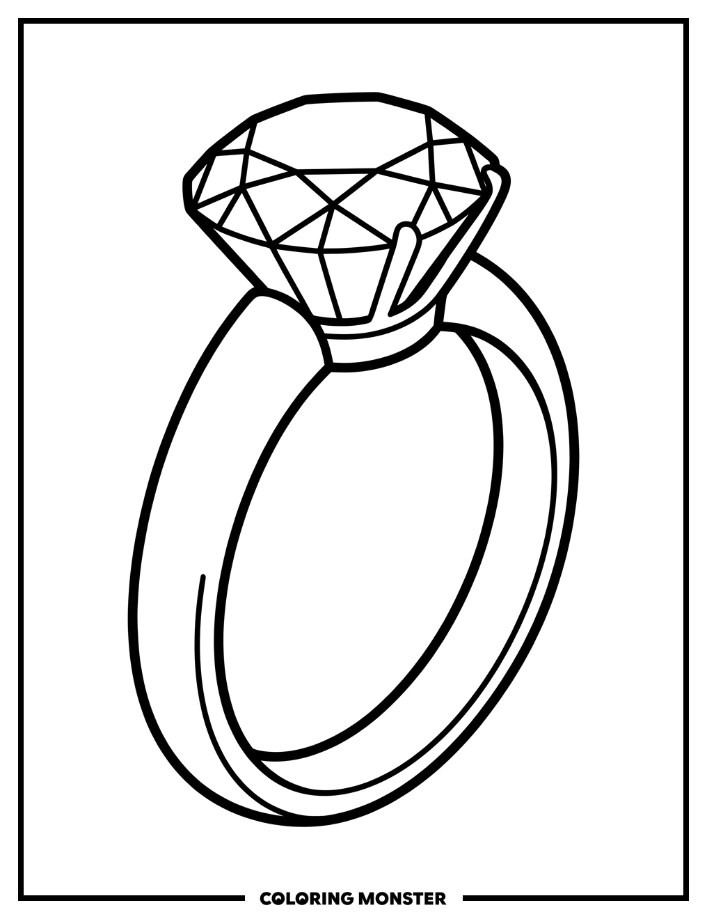 Elegant Ring with Gemstone Coloring Page
