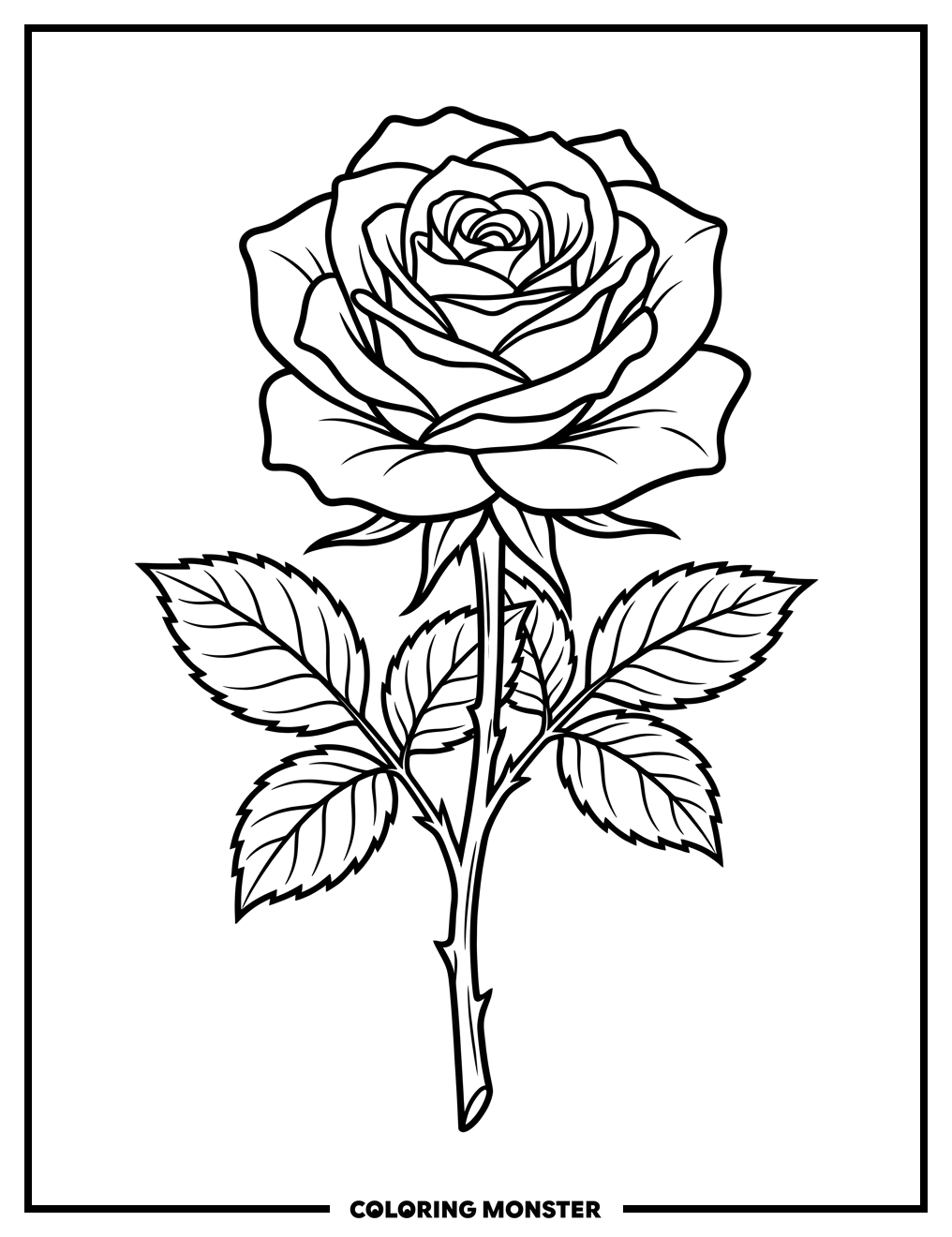 Elegant Rose Bloom Coloring Page