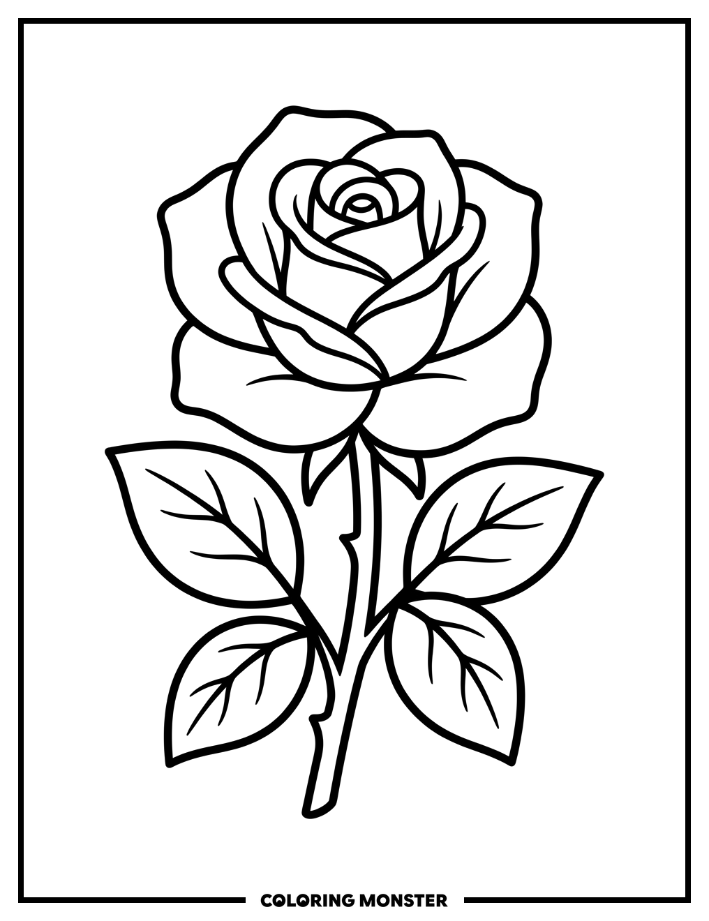 Elegant Rose in Bloom Coloring Page