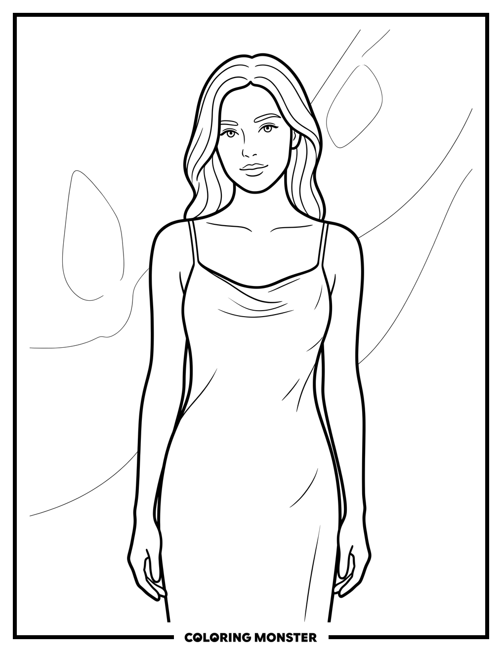 Elegant Woman in Silk Slip Coloring Page