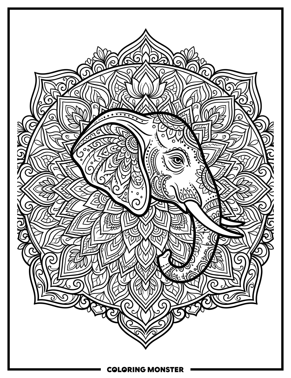 Elephant Mandala Coloring Page